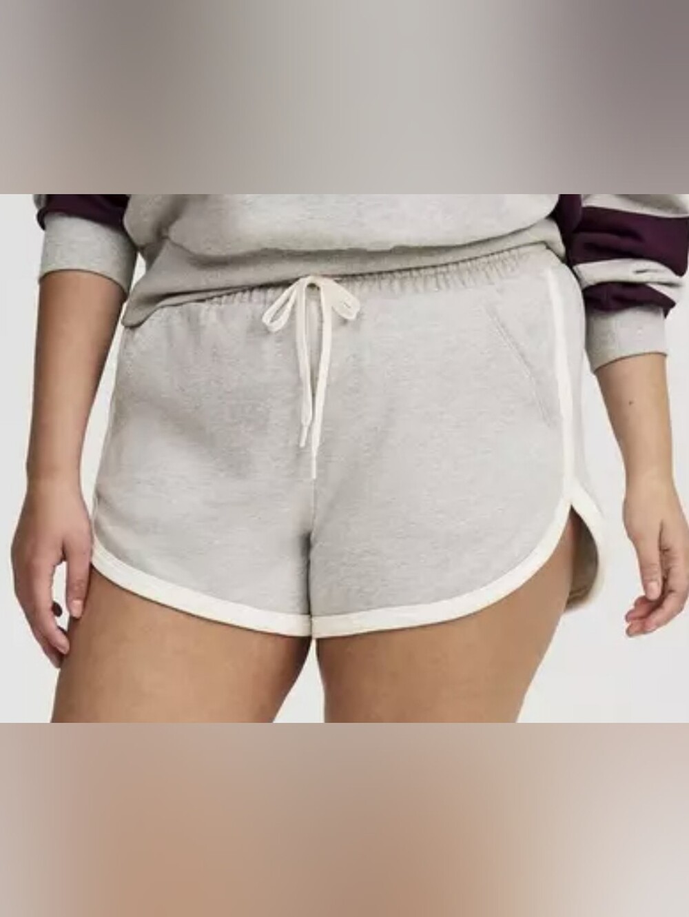 Torrid Size 2x Casual Women's Grey Terry Drawstring Shorts with Contrast Trim